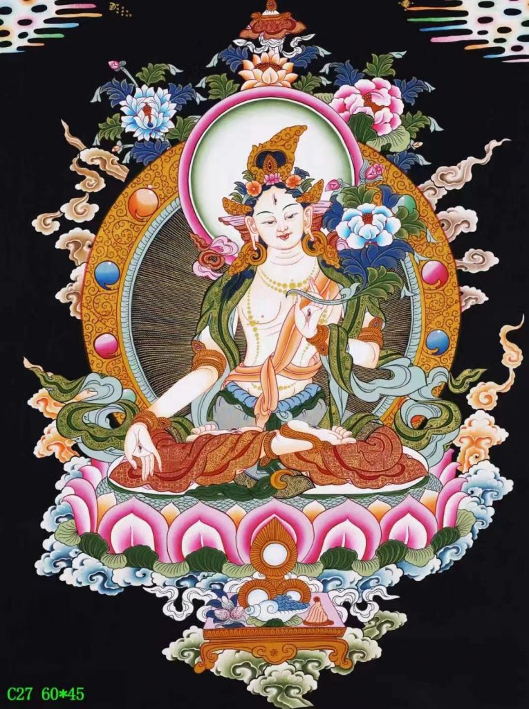 编号138-596314：彩绘唐卡-白度母（60*45CM左右）