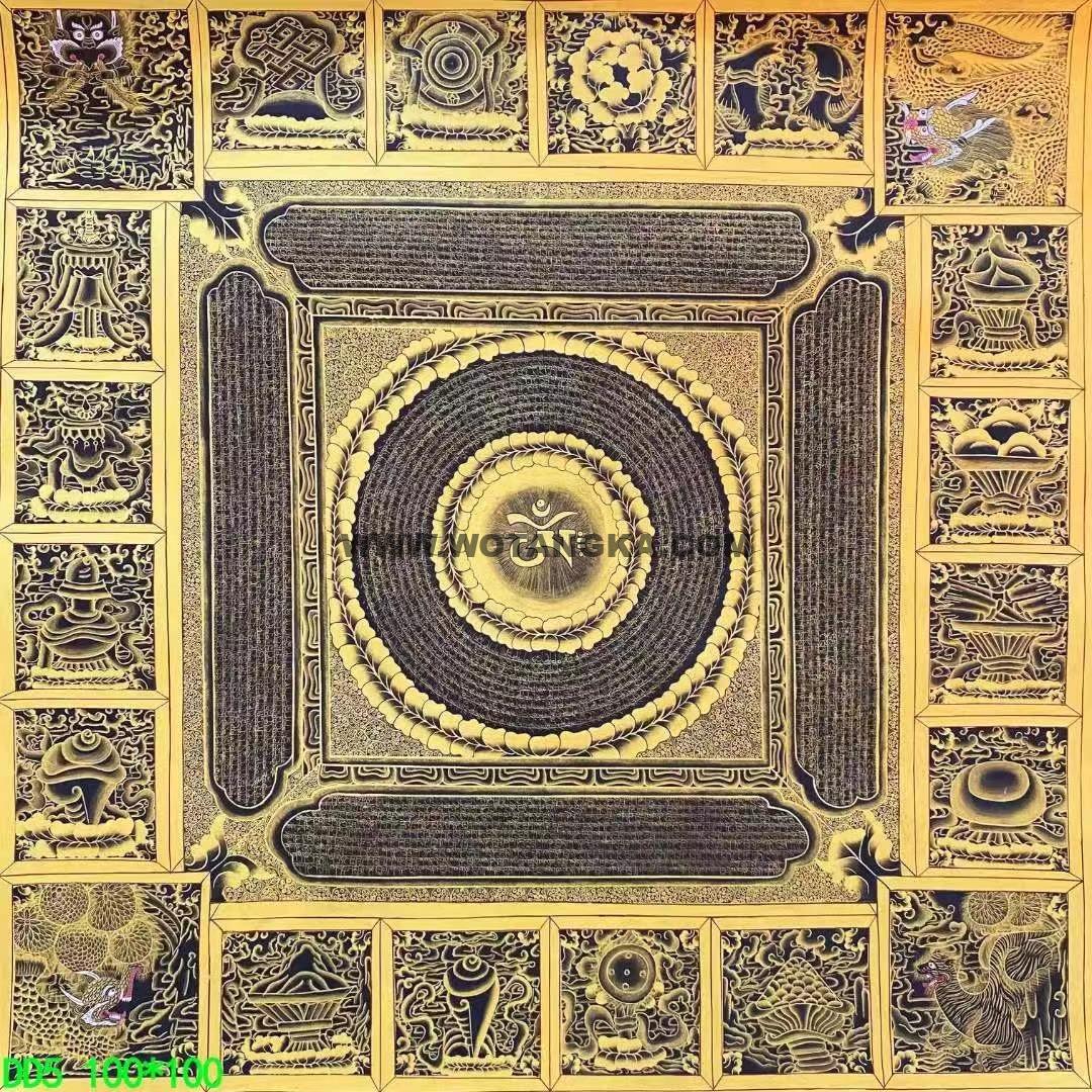 编号138-603080:黑金唐卡-吉祥八宝坛城(100*100CM左右)