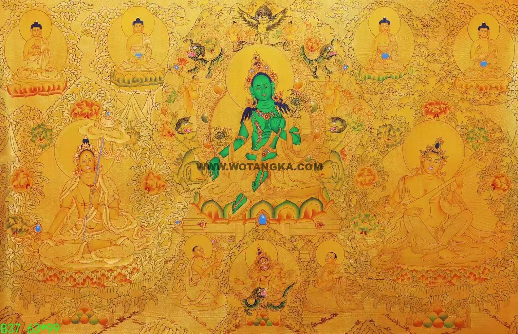 编号138-616047：黄金唐卡-绿度母（63*99CM左右）