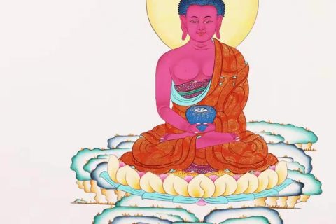 编号138-646419：彩绘唐卡-阿弥陀佛（60*45CM左右）