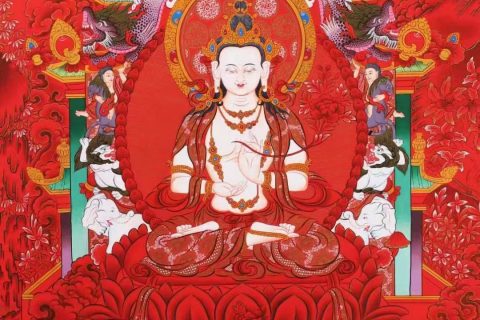 编号138-650741：红金唐卡-大势至菩萨（69*68CM左右）