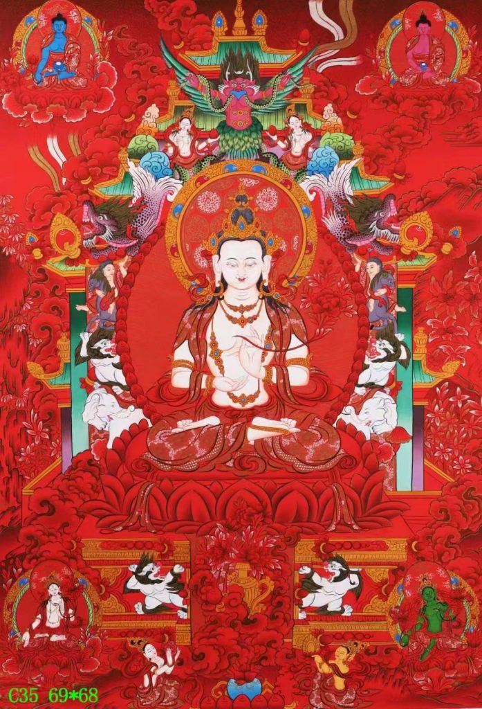 编号138-650741：红金唐卡-大势至菩萨（69*68CM左右）