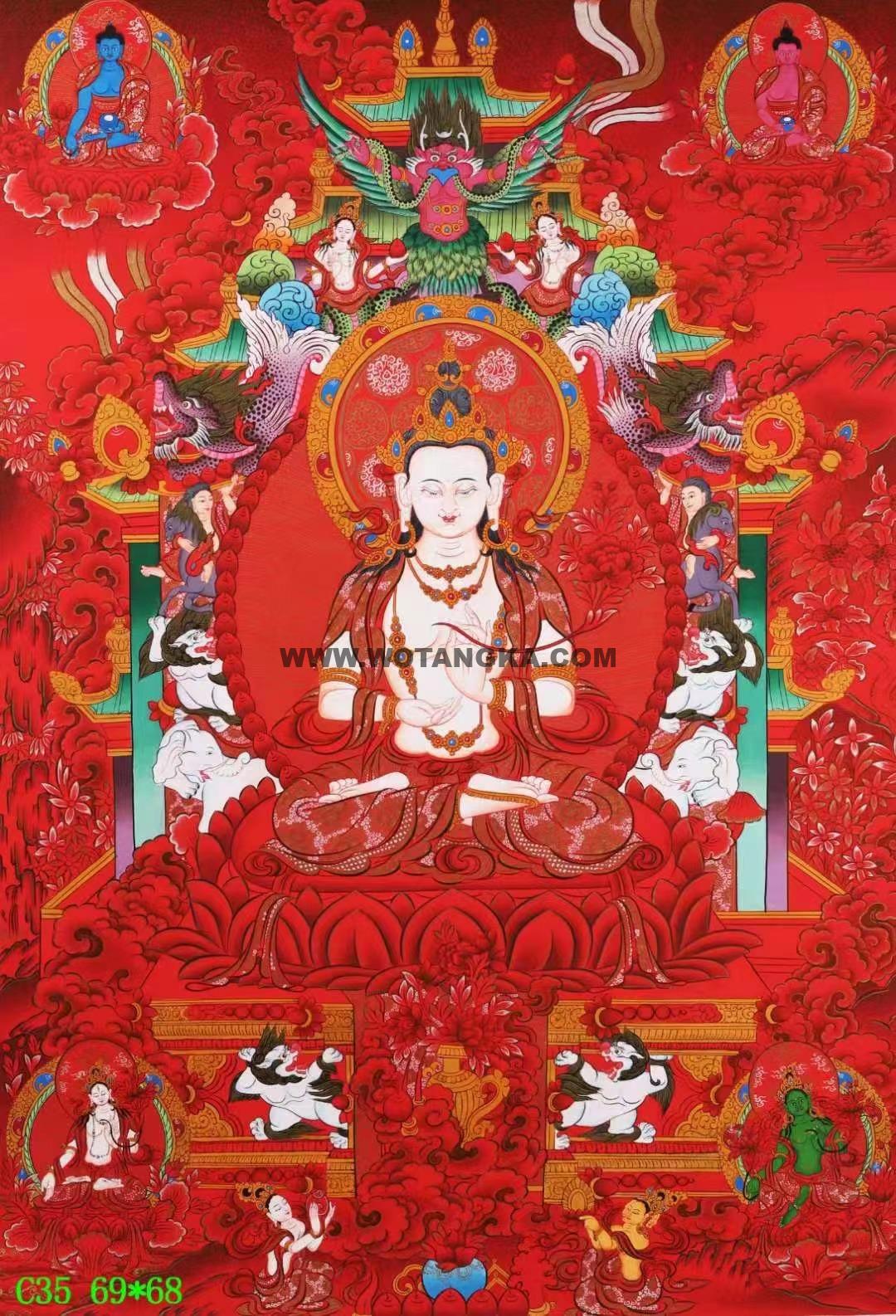 编号138-650741:红金唐卡-大势至菩萨(69*68CM左右)