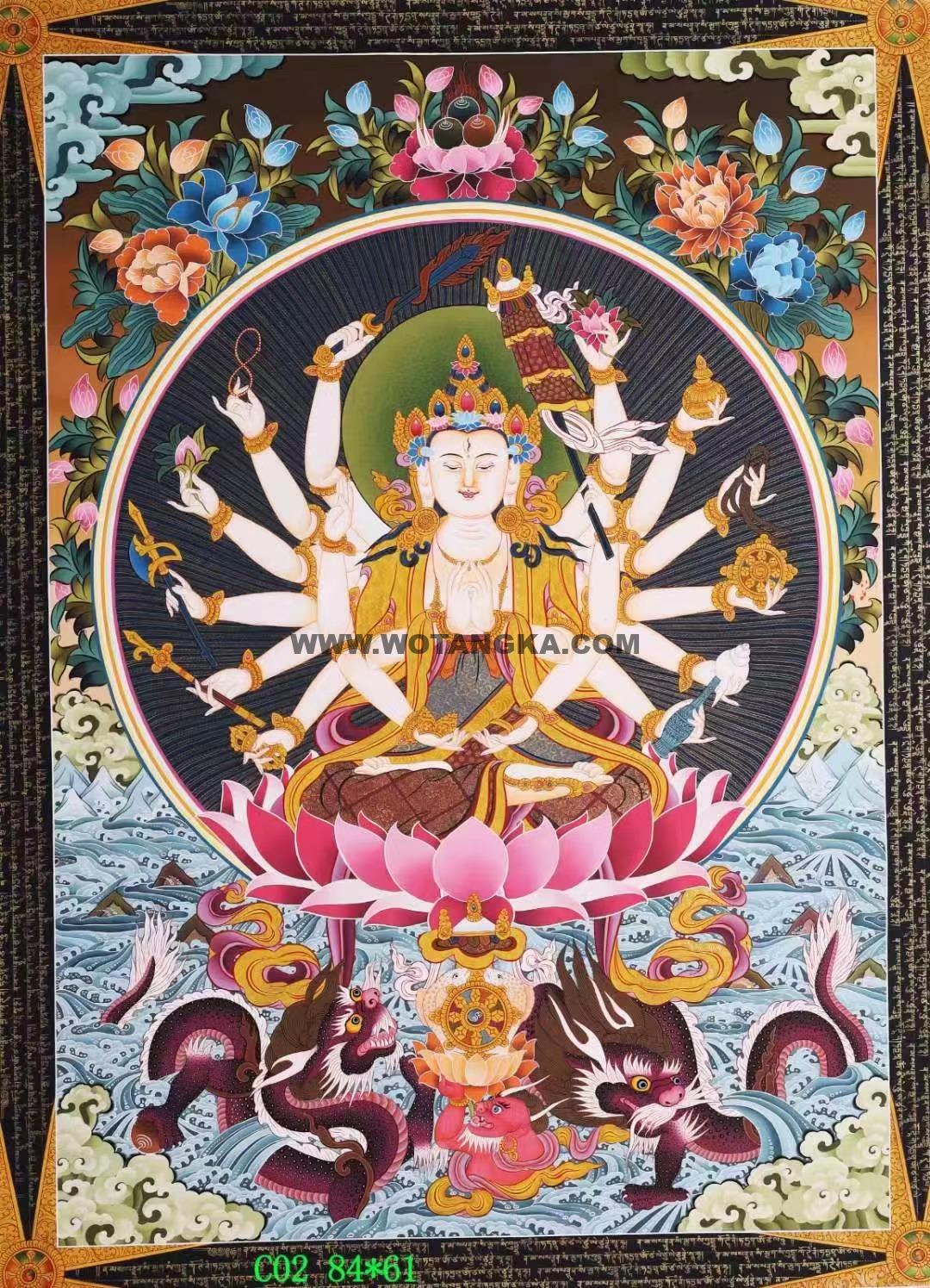 编号138-651435：彩绘唐卡-准提佛母（84*61CM左右）