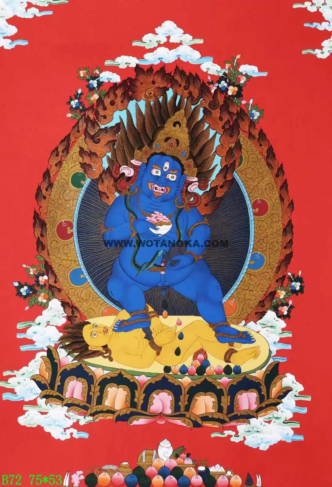 编号138-656206：彩绘唐卡-黑财神（75*53CM左右）