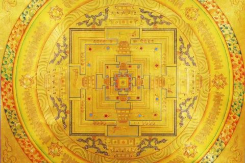 编号138-686675：黄金唐卡-时轮金刚坛城（100*100CM左右）