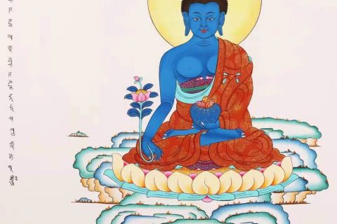 编号138-688460：彩绘唐卡-药师佛（60*45CM左右）