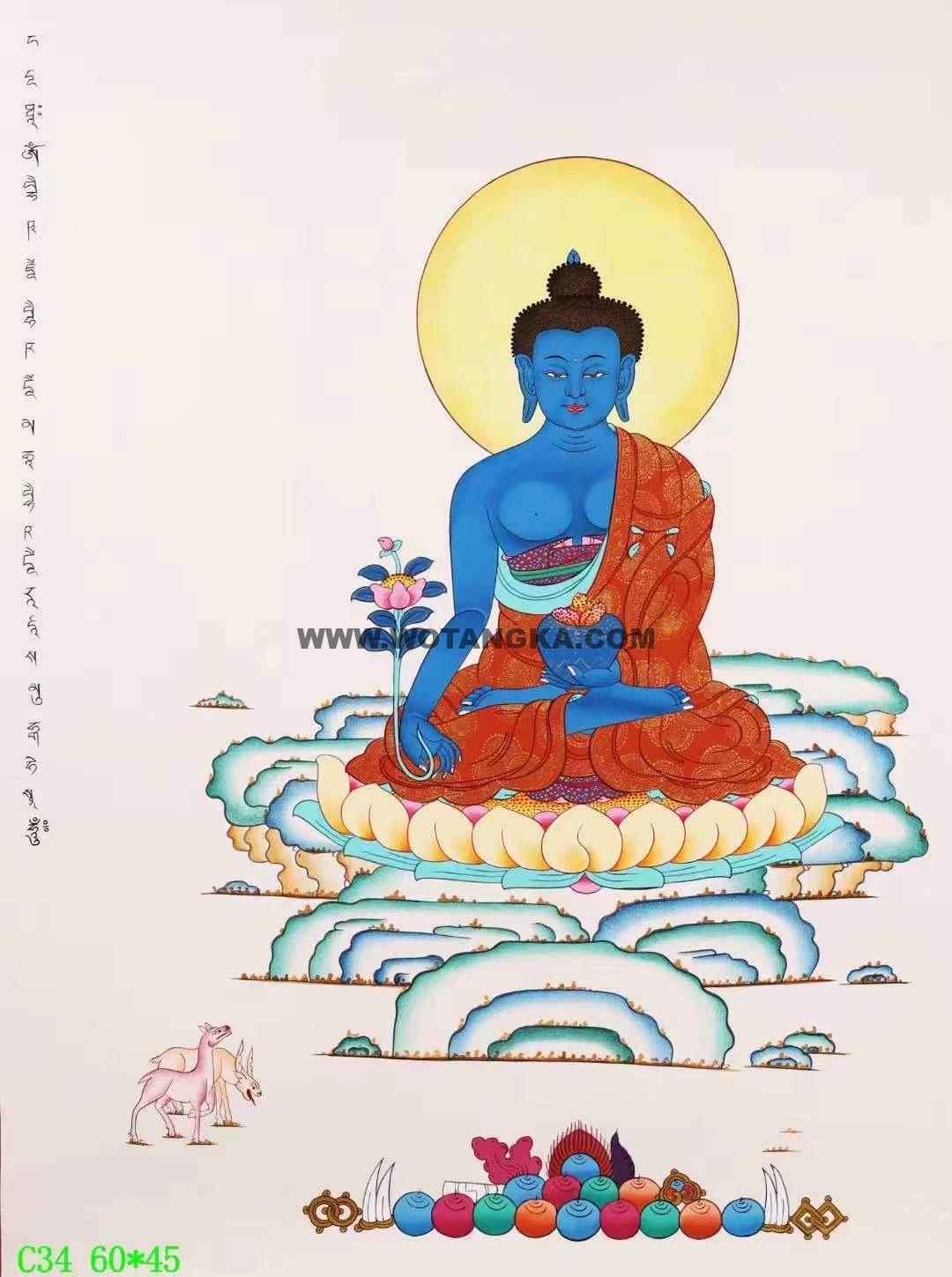 编号138-688460：彩绘唐卡-药师佛（60*45CM左右）