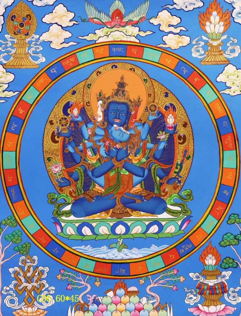 编号138-719901：彩绘唐卡-密集金刚（60*45CM左右）