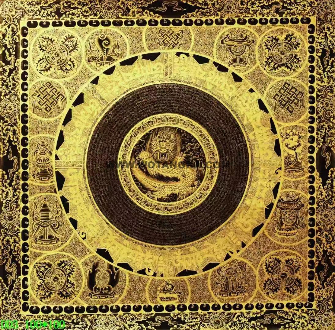 编号138-745882：黑金唐卡-吉祥八宝坛城（100*100CM左右）