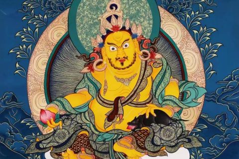 编号138-752677：蓝金唐卡-黄财神（50*40CM左右）