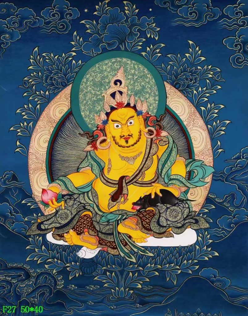 编号138-752677：蓝金唐卡-黄财神（50*40CM左右）