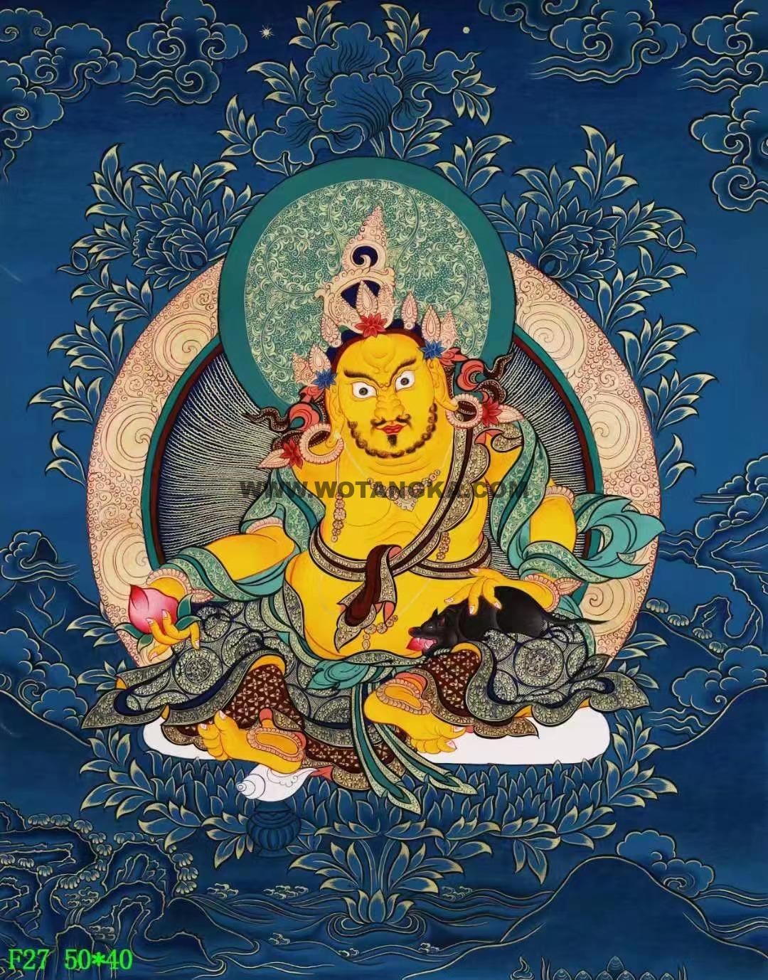 编号138-752677:蓝金唐卡-黄财神(50*40CM左右)