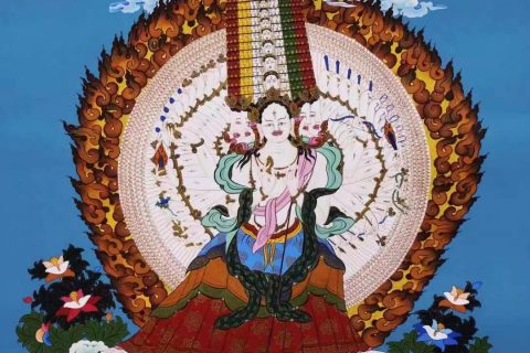 编号138-772293：彩绘唐卡-大白伞盖佛母（75*52CM左右）