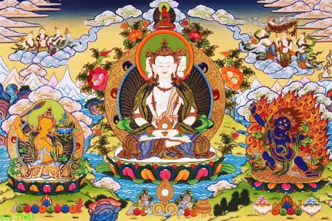 编号138-797865：彩绘唐卡-四面大日如来（51*77CM左右）