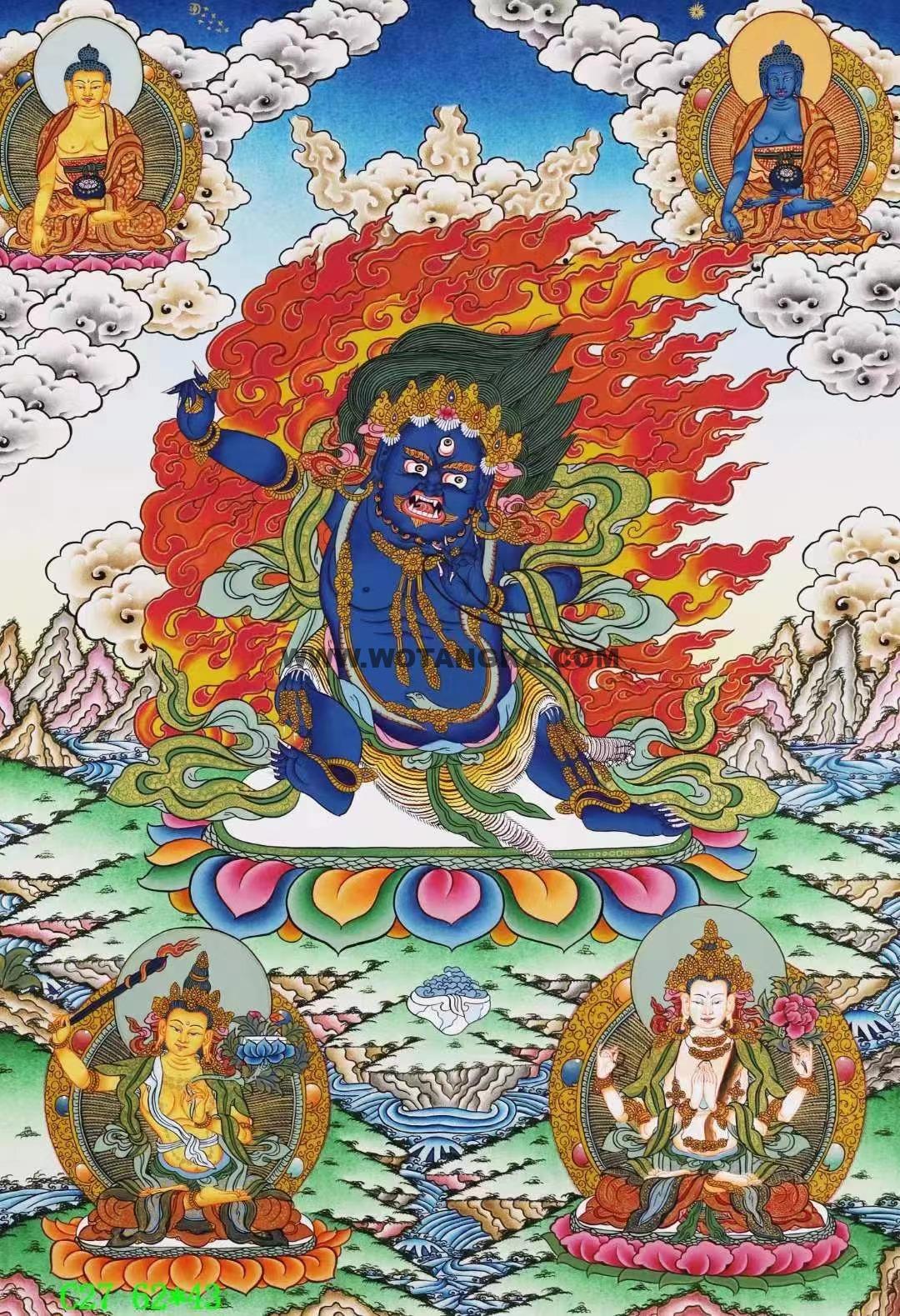 编号138-806469：彩绘唐卡-金刚手菩萨·三怙主（62*43CM左右）