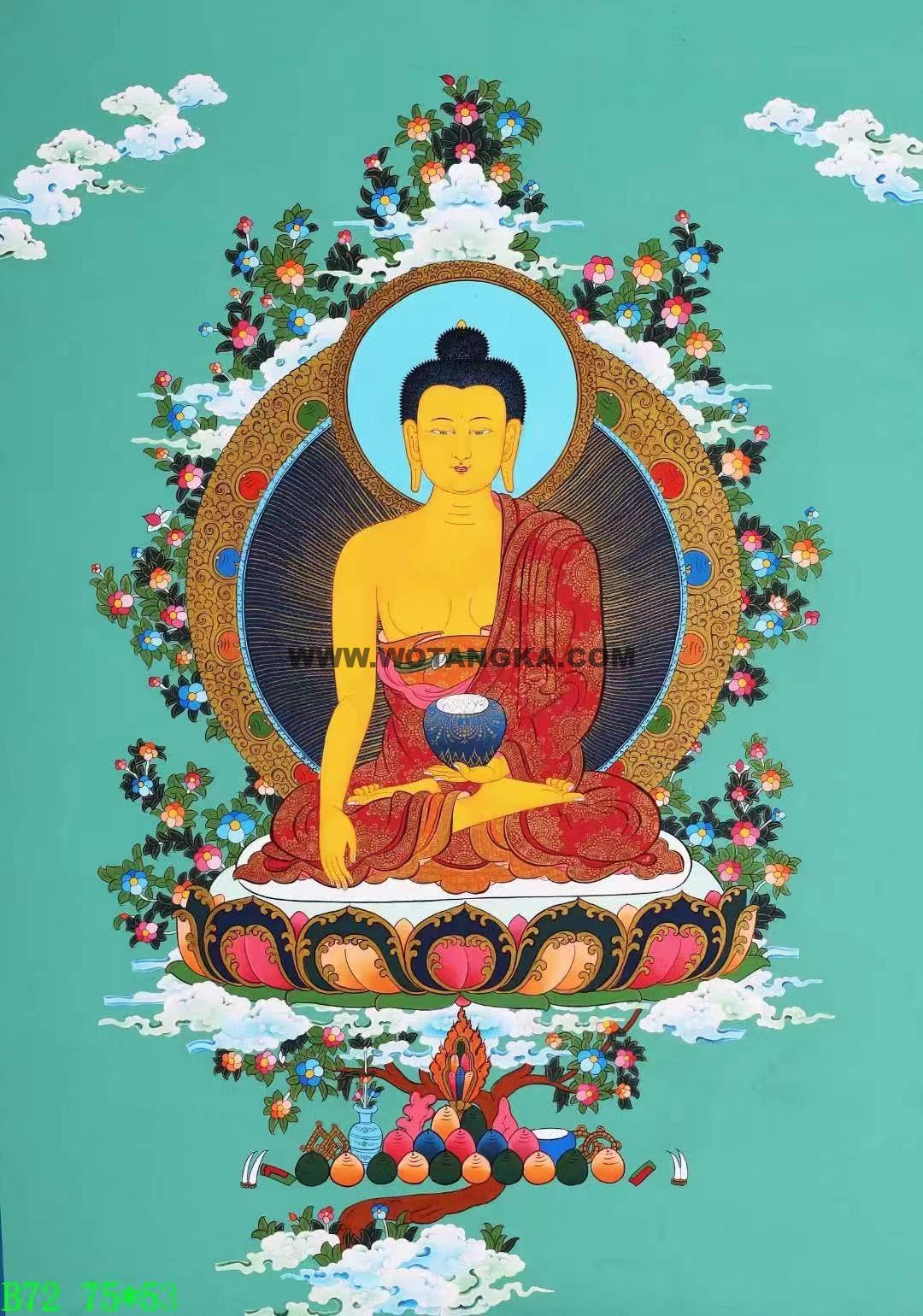 编号138-807408：彩绘唐卡-释迦牟尼佛（75*53CM左右）