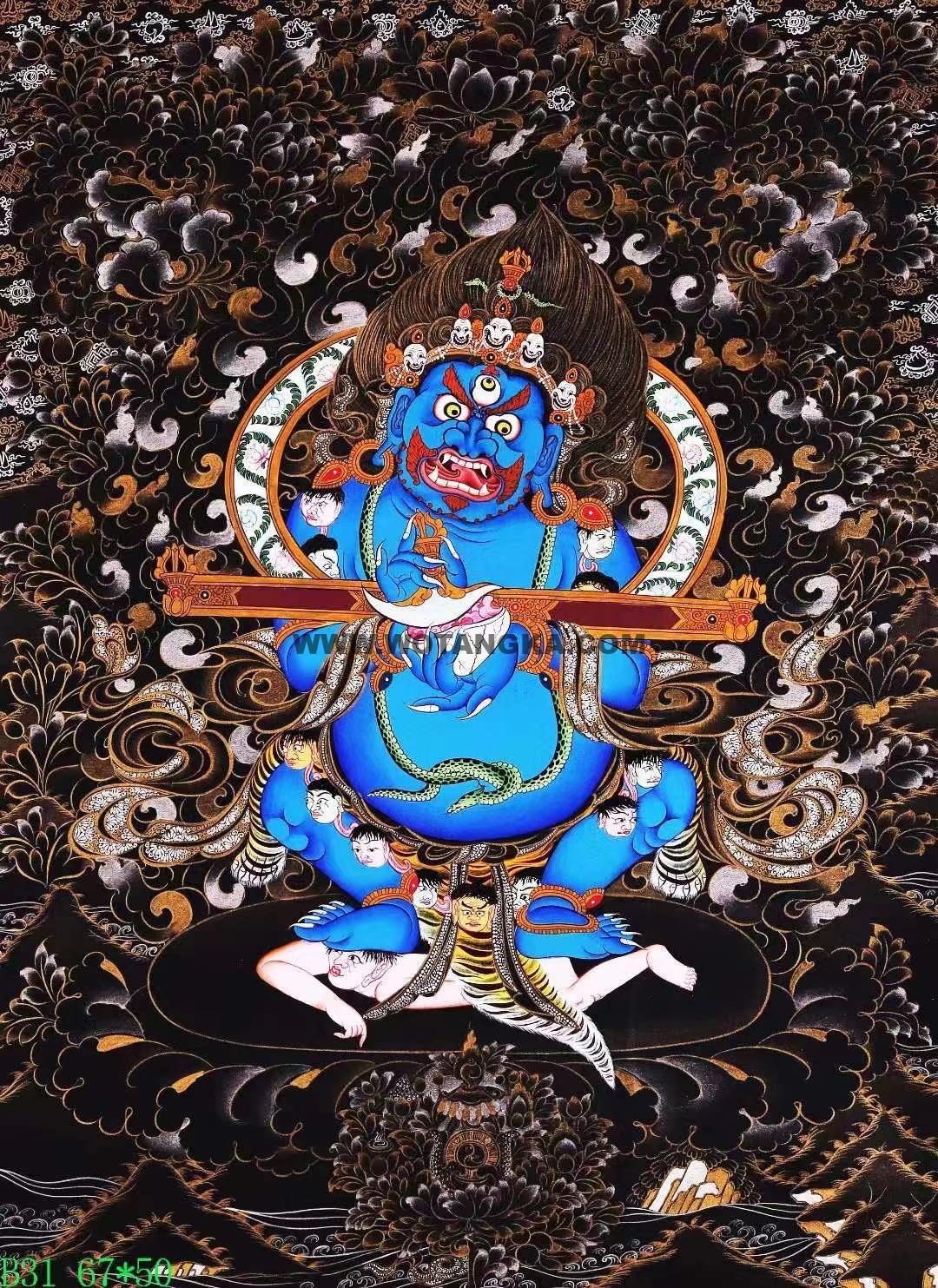 编号138-817656：黑金唐卡-宝帐护法（67*50CM左右）