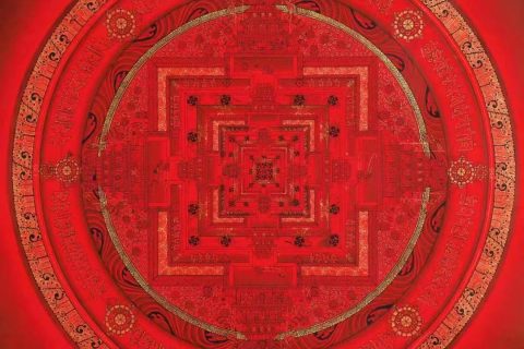 编号138-824939：红金唐卡-时轮金刚坛城（50*50CM左右）