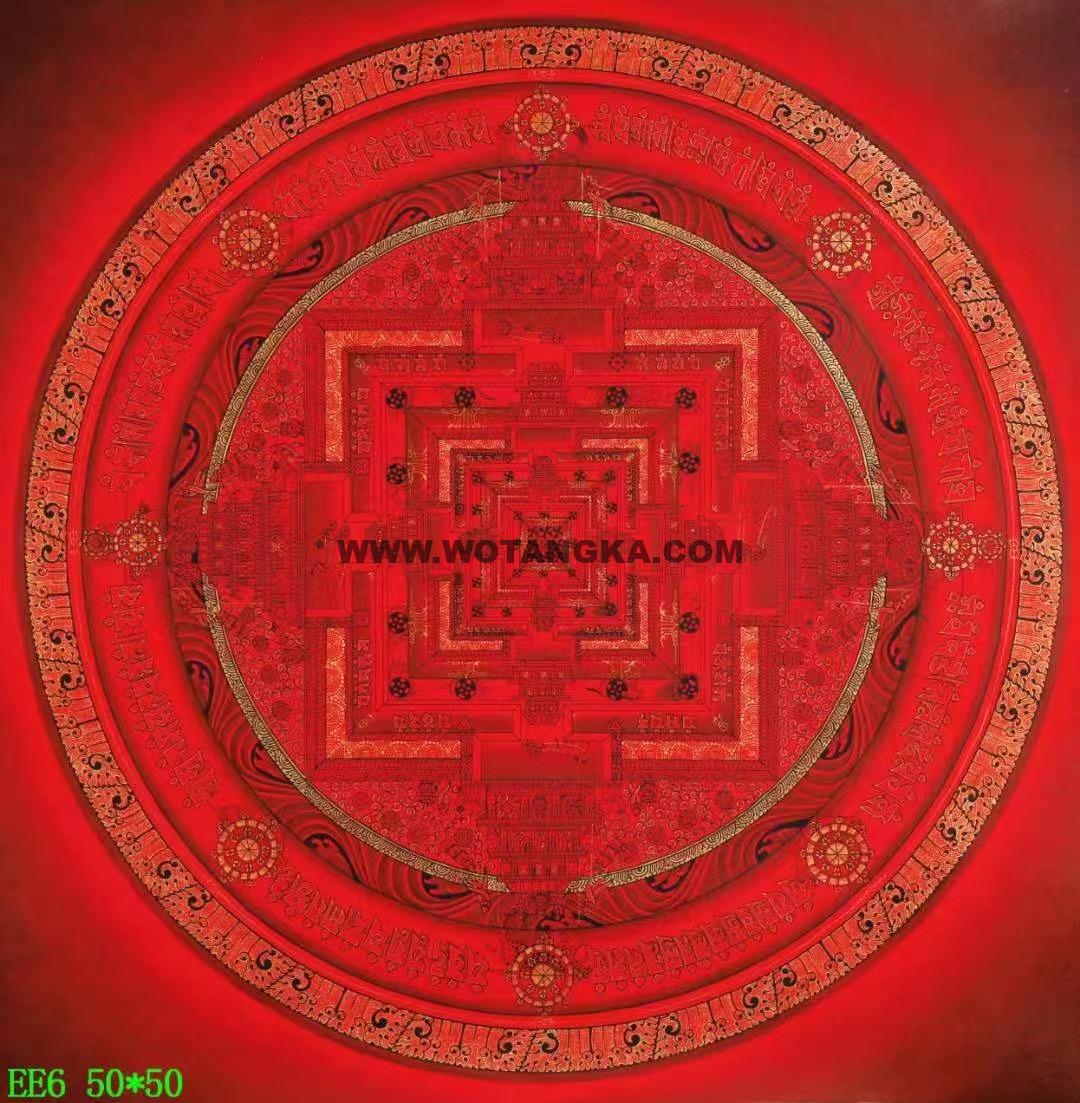 编号138-824939：红金唐卡-时轮金刚坛城（50*50CM左右）