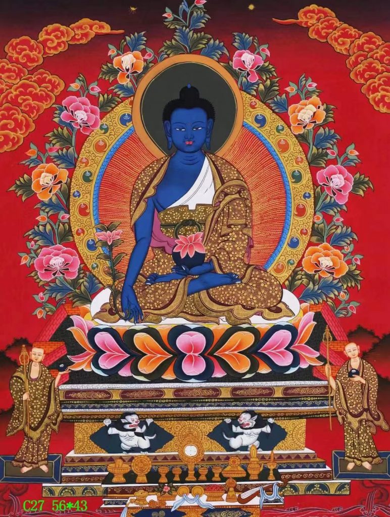 编号138-846392：红金唐卡-药师佛（56*43CM左右）