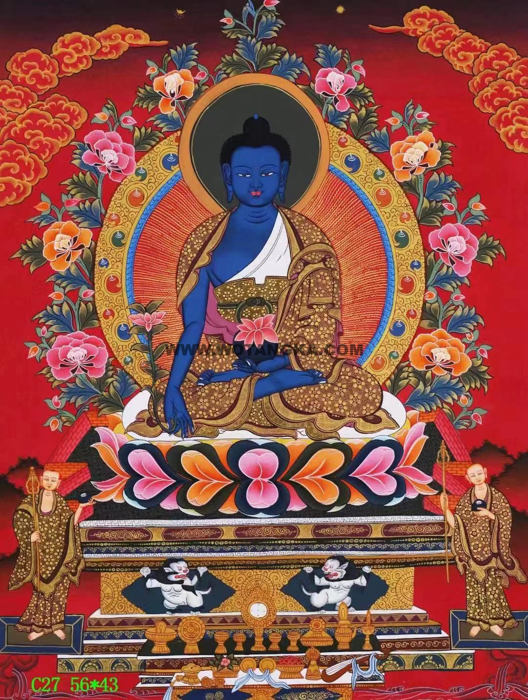 编号138-846392：红金唐卡-药师佛（56*43CM左右）