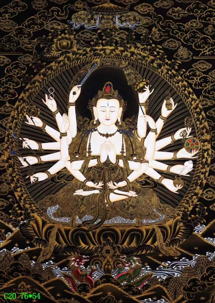 编号138-849669：黑金唐卡-准提佛母（76*54CM左右）