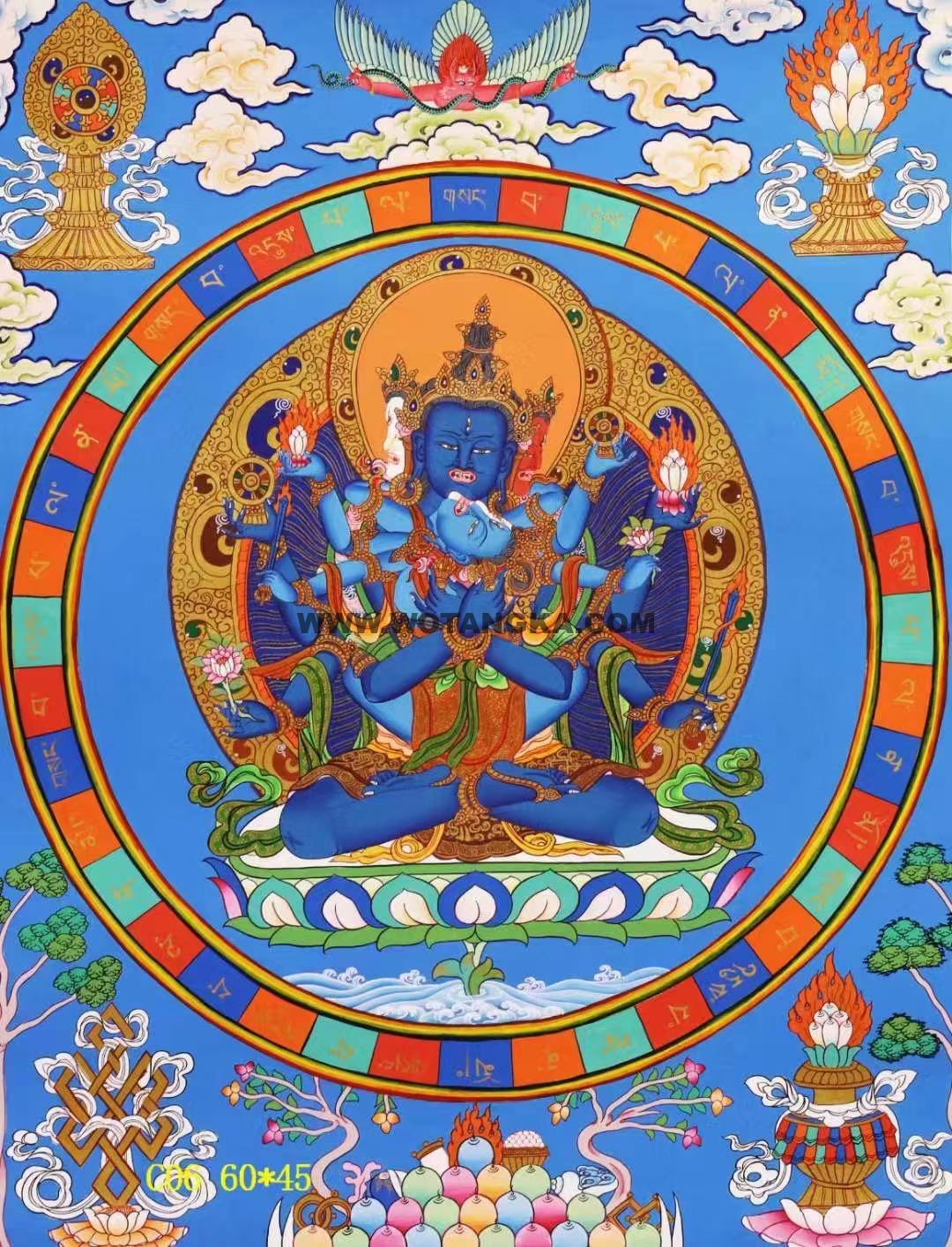 (968)✿特価★極楽寺西垣書宗興書★平安堂表装★彩鳳無丹宵掛軸★ 编号138-862327：黑金唐卡-立体时轮金刚坛城（100*68CM左右