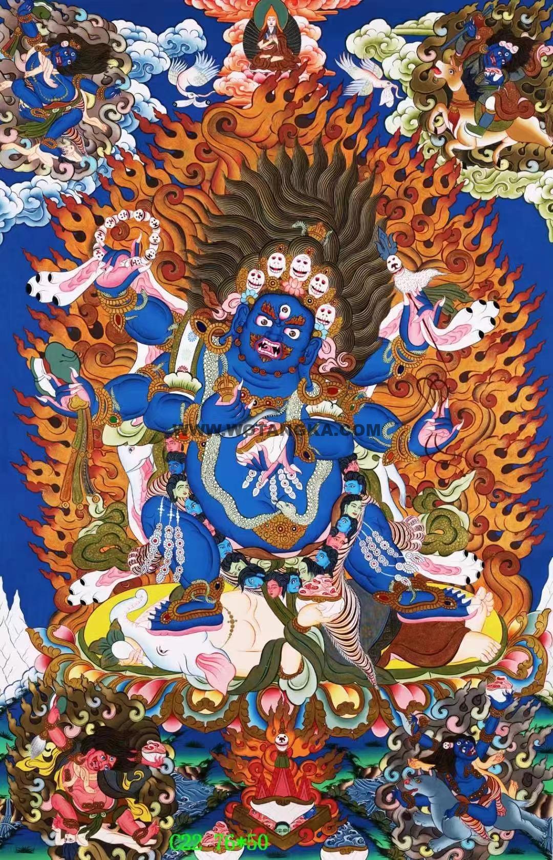 编号138-868578:彩绘唐卡-六臂玛哈嘎拉(76*50CM左右)
