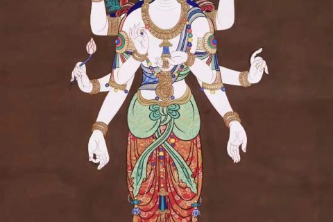 编号138-883748：彩绘唐卡-十一面八臂观音菩萨（70*50CM左右）