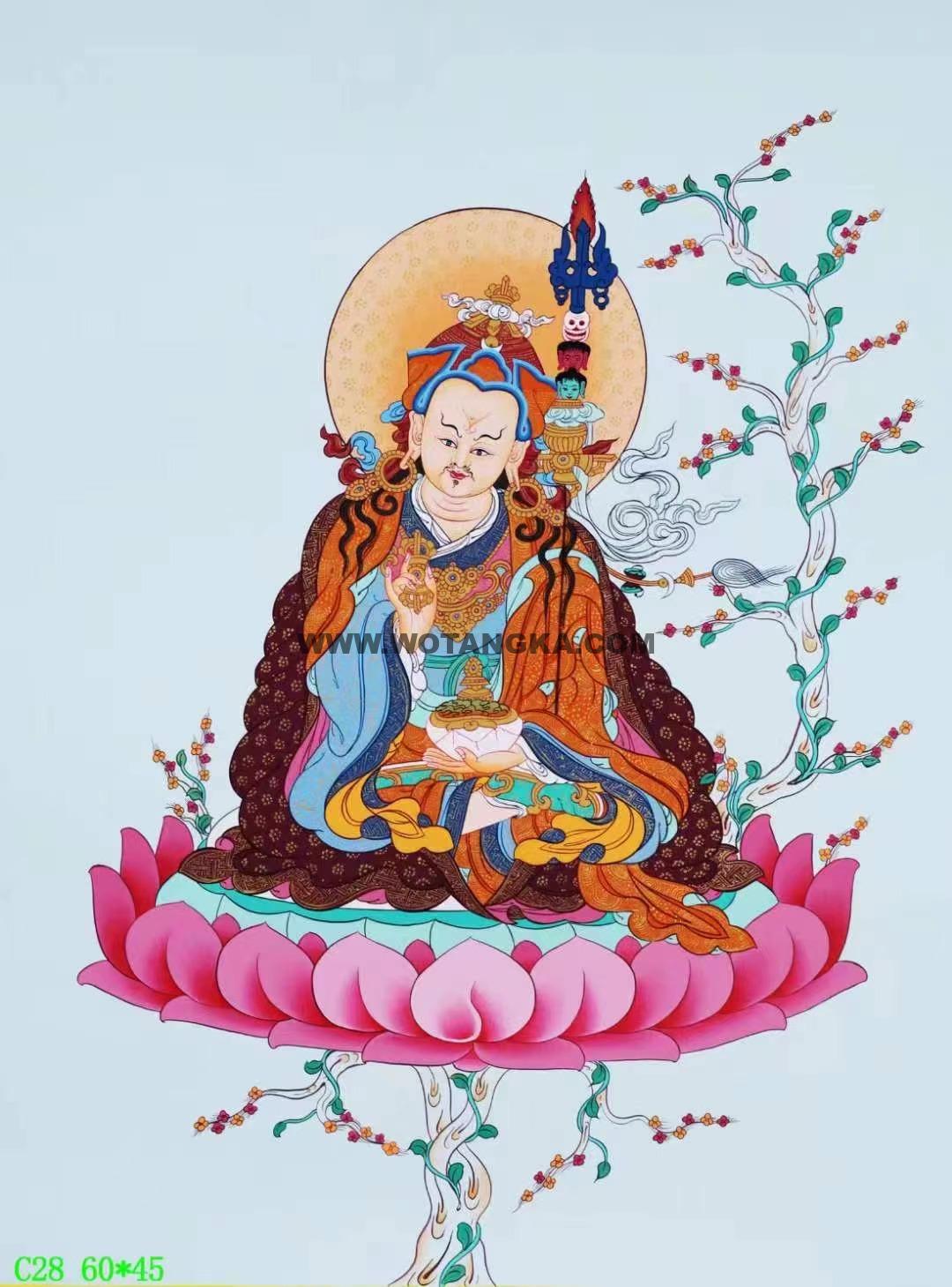 编号138-904531:彩绘唐卡-莲花生大士(60*45CM左右)