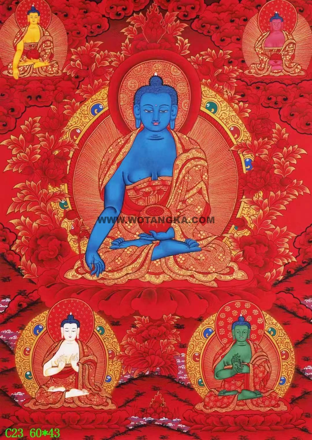 编号138-911163:红金唐卡-药师佛(60*43CM左右)