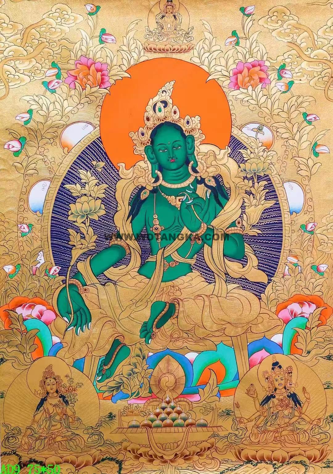 编号138-915416:黄金唐卡-绿度母(75*50CM左右)