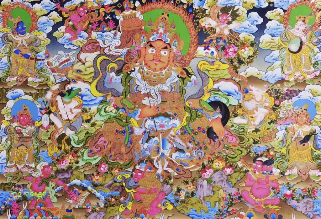 编号138-942423：彩绘唐卡-财宝天王（69*100CM左右）