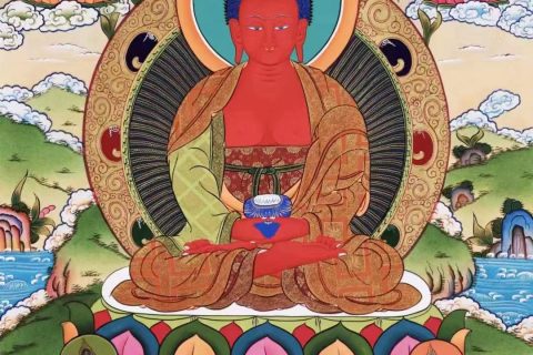 编号138-947156：彩绘唐卡-阿弥陀佛（76*53CM左右）