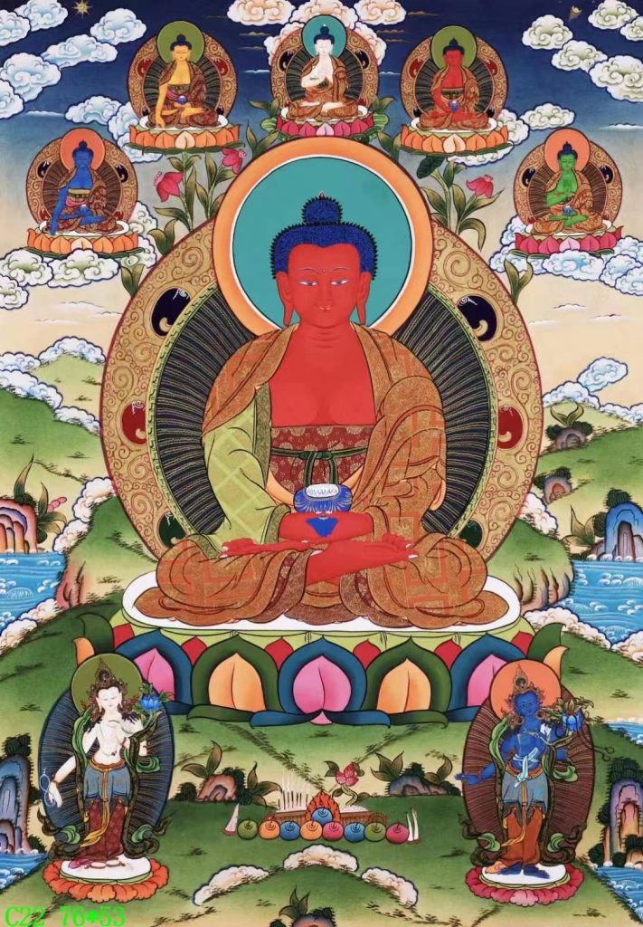 编号138-947156：彩绘唐卡-阿弥陀佛（76*53CM左右）