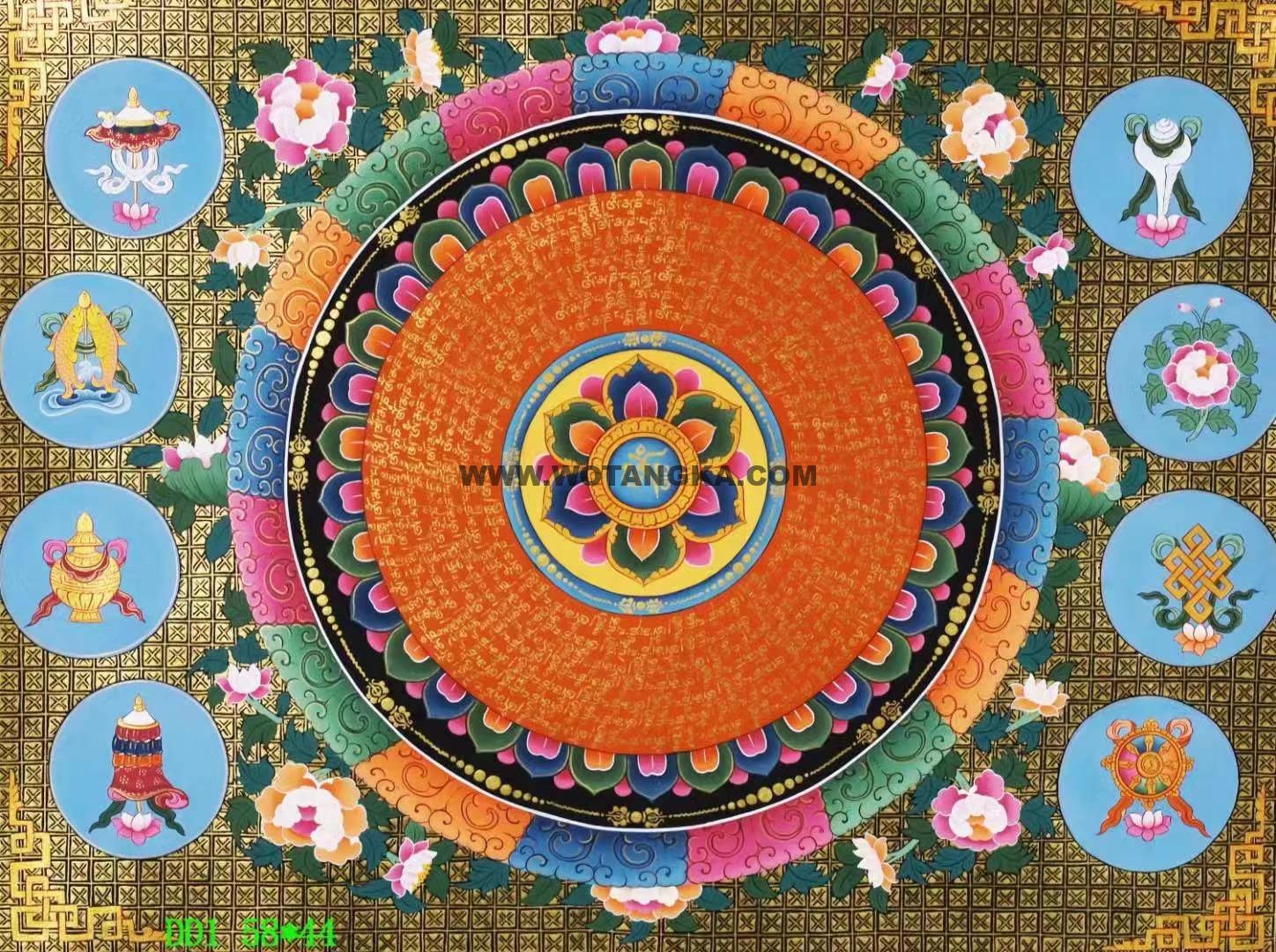 编号138-967950：彩绘唐卡-吉祥八宝坛城（44*58CM左右）