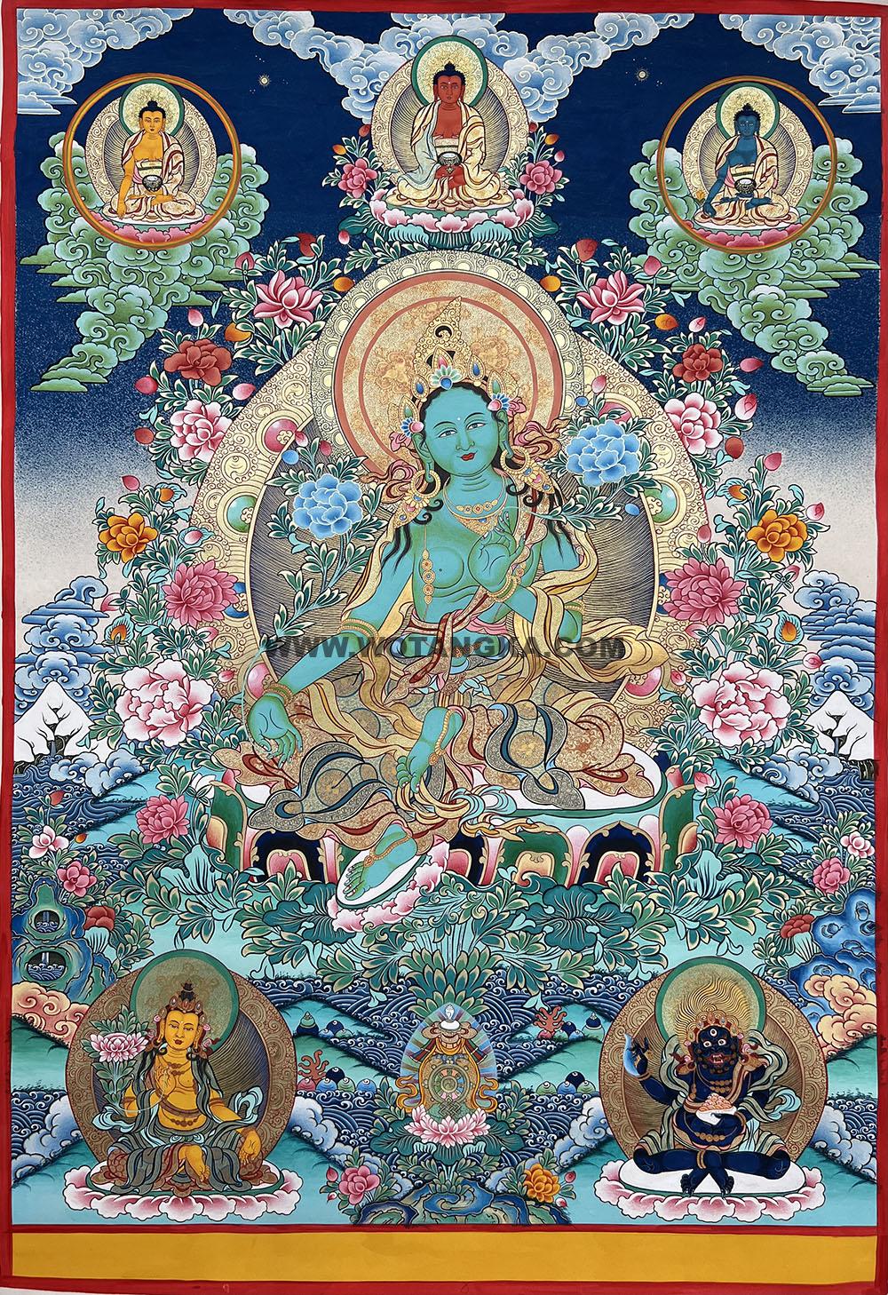 编号188-161556:彩绘唐卡-绿度母(80*60CM左右)