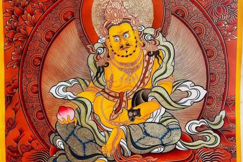 编号188-195637：红金唐卡-黄财神（70*50CM左右）
