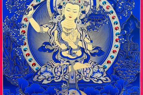 编号188-233063：蓝金唐卡-文殊菩萨（60*45CM左右）