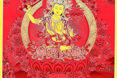 编号188-257468：红金唐卡-文殊菩萨（60*45CM左右）