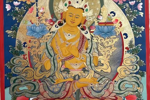 编号188-312124：彩绘唐卡-文殊菩萨（60*45CM左右）