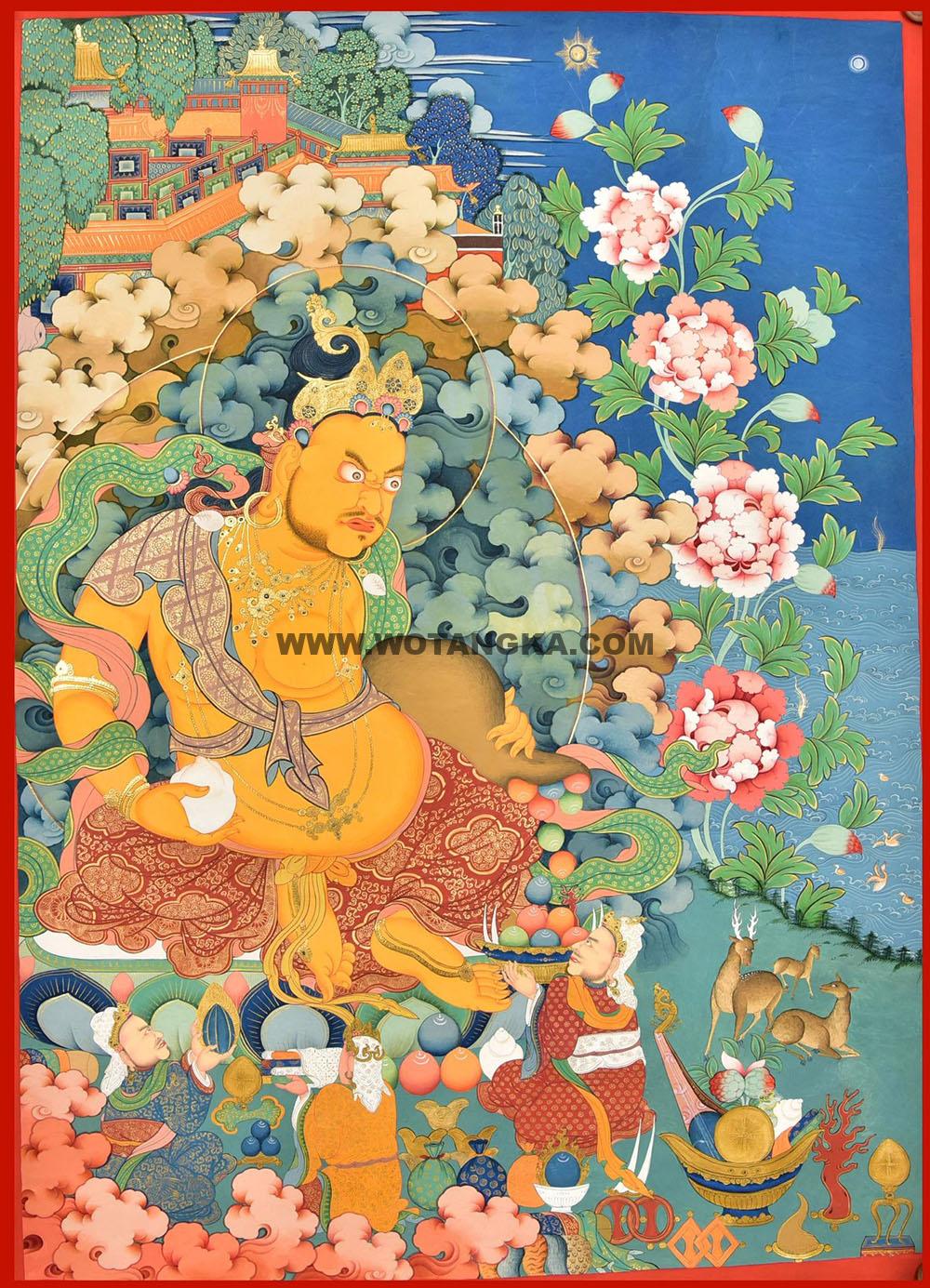 热贡-南加·画院：彩绘唐卡-黄财神（70*50CM左右）