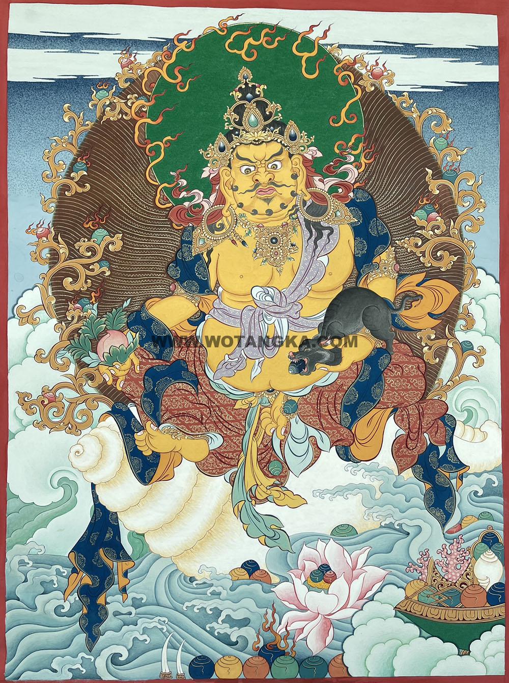 热贡-南加·画院:彩绘唐卡-黄财神(60*45CM左右)