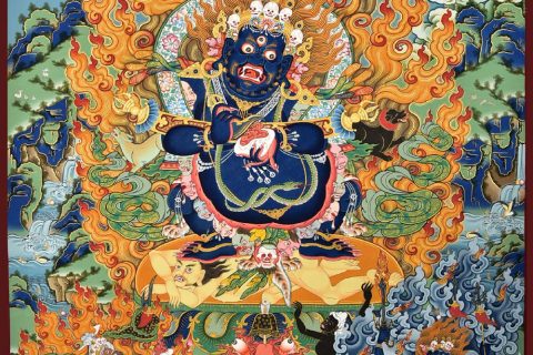 编号188-462901：彩绘唐卡-二臂玛哈嘎拉·宝帐护法（80*60CM左右）