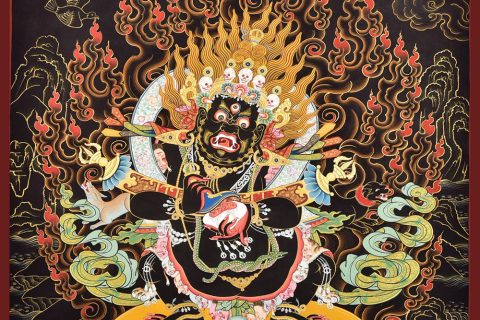 编号188-468469：彩绘唐卡-二臂玛哈嘎拉·宝帐护法（70*50CM左右）