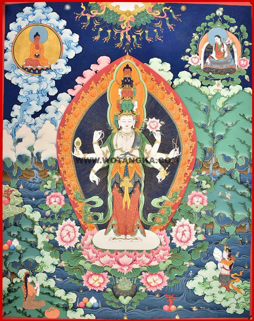 热贡-南加·画院：彩绘唐卡-十一面八臂观音菩萨（70*50CM左右）