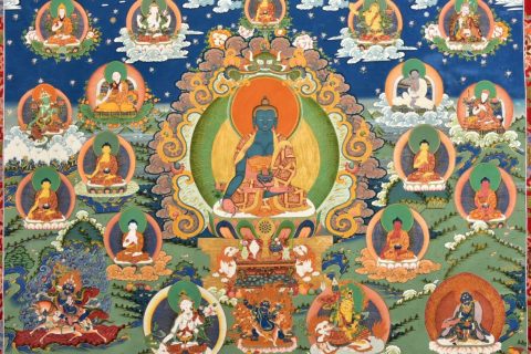 编号188-550677：彩绘唐卡-药师佛·药师八佛（130*255CM左右）