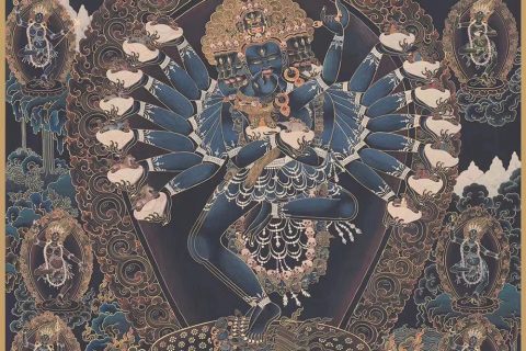 编号188-566998：黑金唐卡-喜金刚（100*70CM左右）