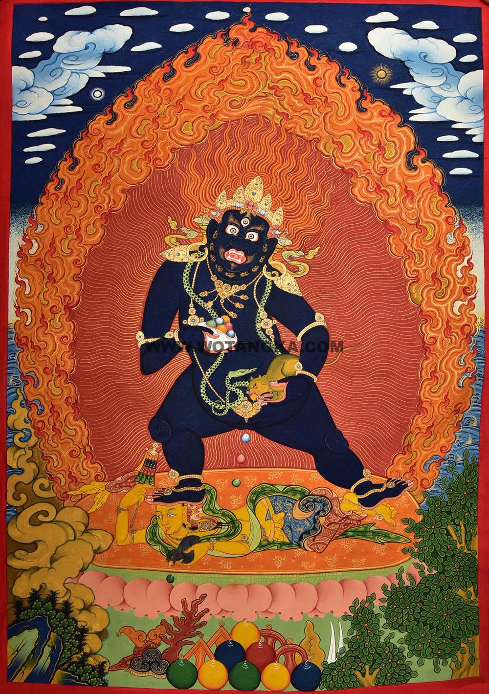 热贡-南加·画院：彩绘唐卡-黑财神（60*45CM左右）